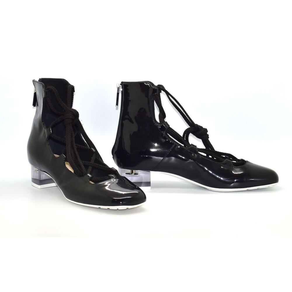 H5 NEW CHRISTIAN DIOR Arty Black Patent Lace Up Back Zip Ankle Boots Sz 36 $1550